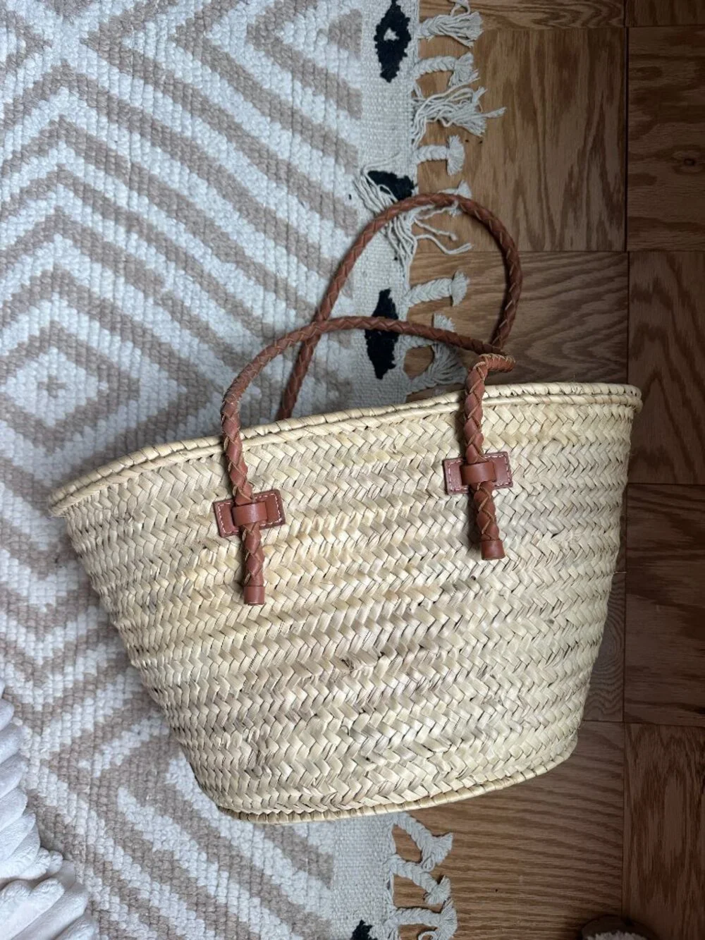 mango basket bag with braided straps